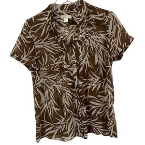 Christopher Banks Brown and White Tropical Lightweight Top